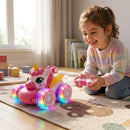 Carro Controle Remoto Unicórnio Rosa LED 360° – Giratório 4WD