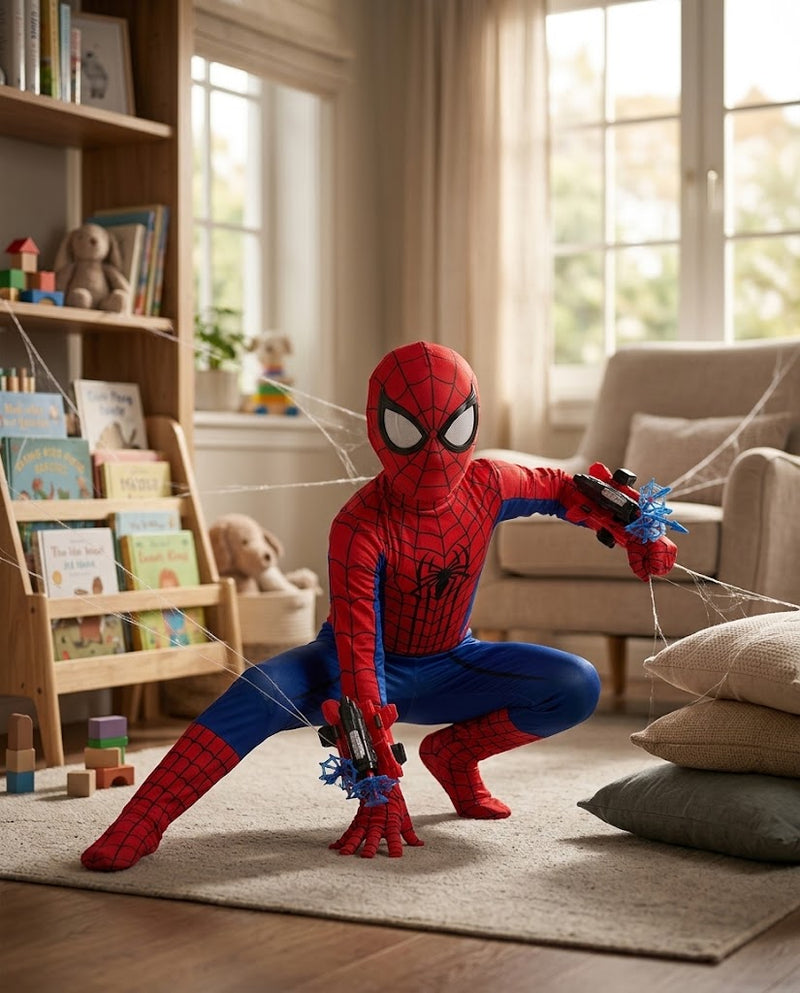 Fantasia Aranha Hero Infantil – Kit Completo com Máscara e 2 Luvas