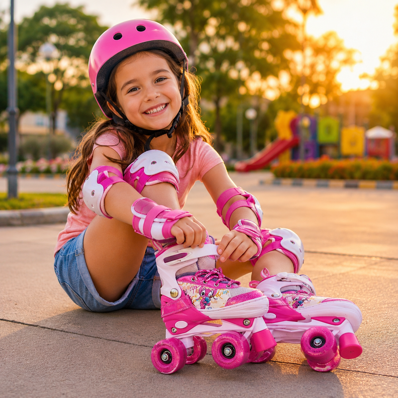 Patins Infantil LED Ajustável em 3 Tamanhos com 4 Rodas