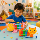 Xilofone Infantil Educativo com 8 Notas Musicais Coloridas