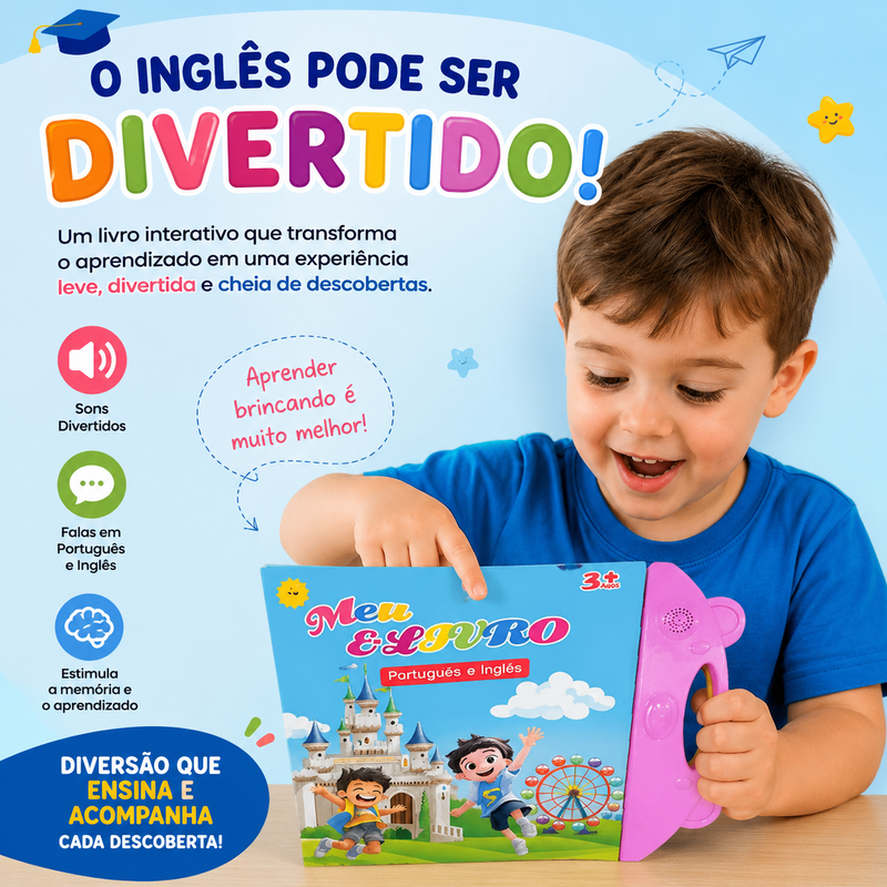 Livro Infantil Bilíngue Interativo: Aprenda Inglês Brincando!