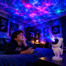 Projetor Galáxia Astronauta Controle Remoto Efeito Nebulosa Estrela Rotação 360 Cabeça Magnética USB