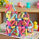 Blocos de Montar Magnético Construção Bastãos e Bolas Brinquedo Educativo Infantil